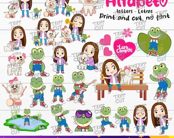 Lara campos Alfabeto, Letras bundle PNG,JPG Rana Rhenne png, print and cut, digital download, instant download files
