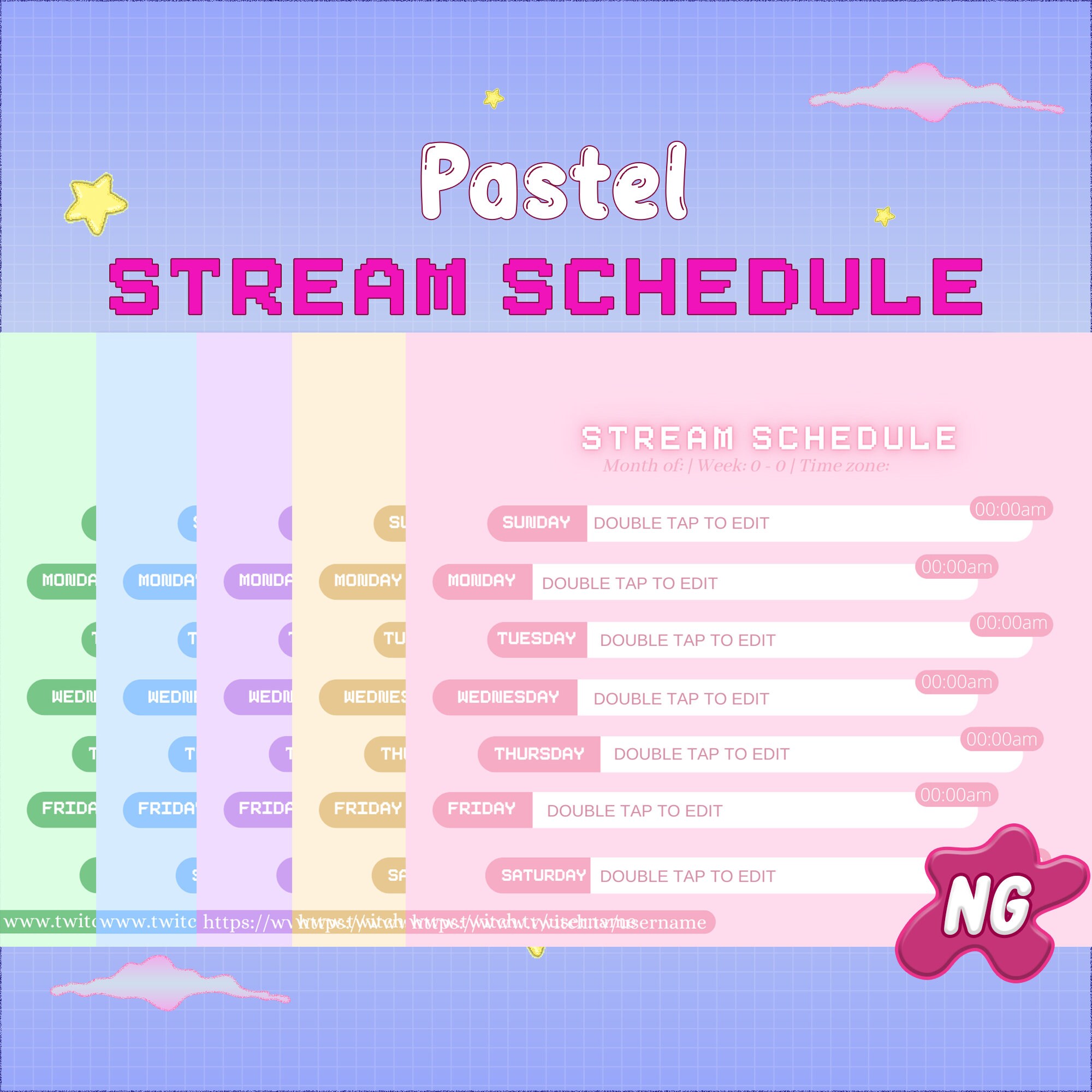 Twitch Schedule Template Vtuber Streamer Overlay Etsy Ireland