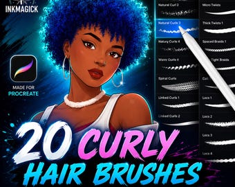 Procreate Curly Hair Brushes, Natural Hair Stamps (Digital Download)