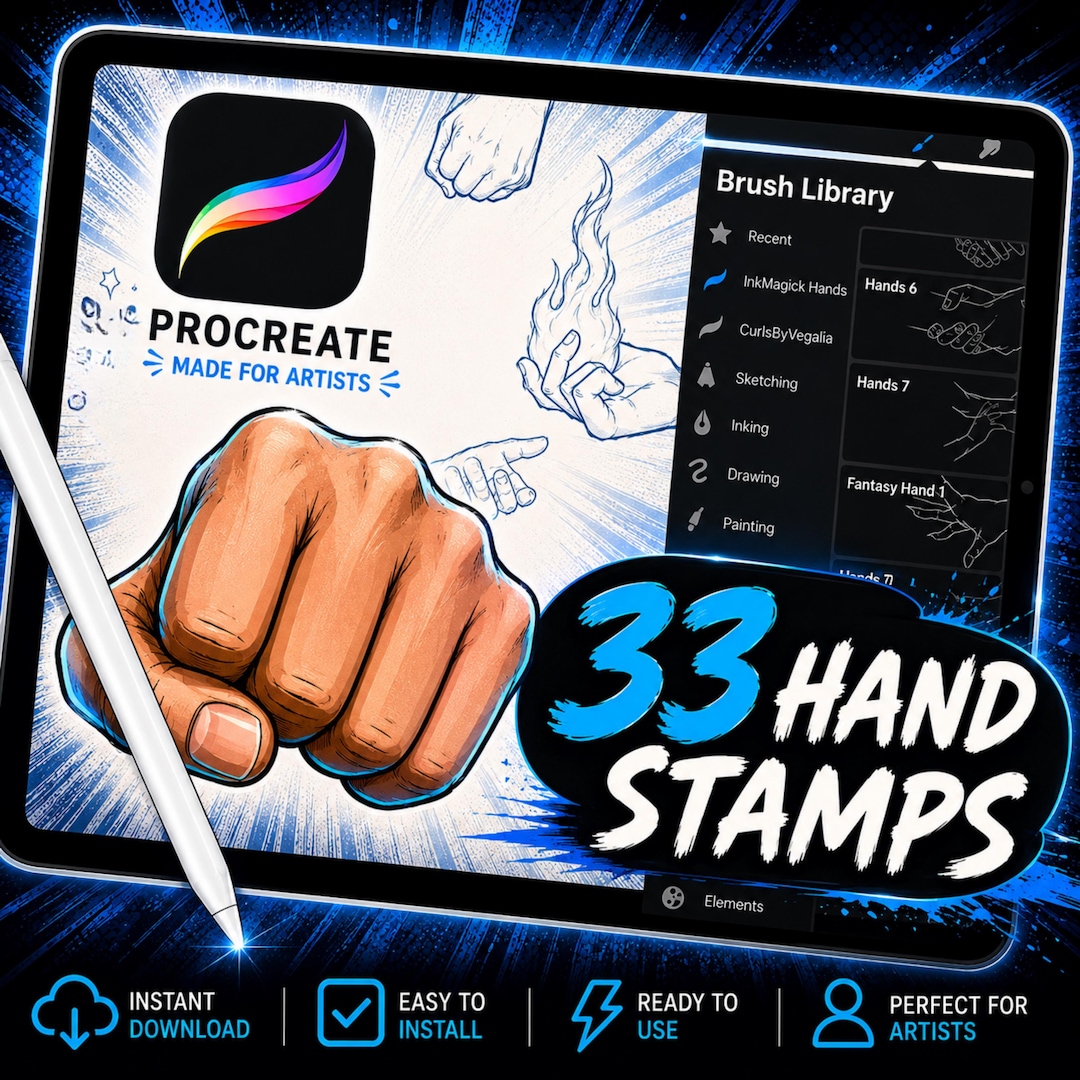 33 Procreate Hand Stamps, Posing Guide Brushes (digital Download) - Etsy
