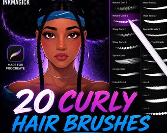 Procreate Curly Hair Brushes | Natural Hair Brush Set for Digital Art, Braids, Locs & Curl Textures