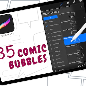 35 Procreate Word Bubble Stamps, Procreate Speech Bubble Brushes, Comic Stamps, Digital Download