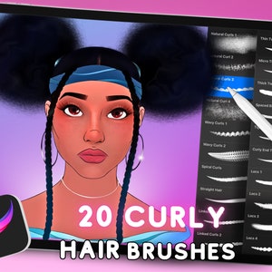 Procreate Hair Brushes, iPad Procreate Brushes, Procreate Curly Hair Brushes, Procreate Stamps