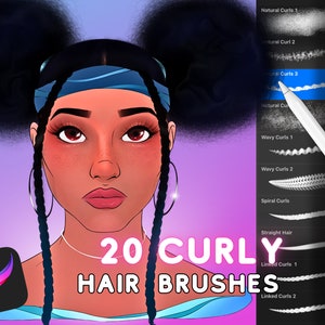 Procreate Curly Hair Brushes, iPad Procreate Brushes, Procreate Natural Hair Brushes, Procreate Hair, Procreate Stamps