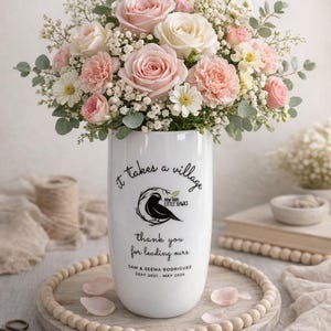 Personalized Porcelain Vase, Custom Photo Text Keepsake, Wedding Anniversary Gift