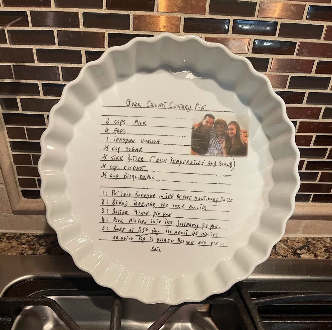 Handwritten Pie Plate Personalized Pie Plate Customized Pie Etsy