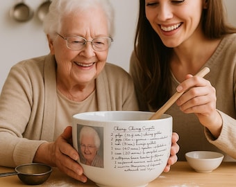 Mixing bowl personalized, handwritten large mixing bowl, popcorn bowl, customized recipe mixing bowl, handwritten high quality, 3.5 quarts
