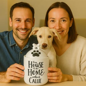Personalized Dog Treat Canister: Sealed Porcelain Pet Snack Jar, custom name or design