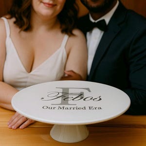 Cake plate  personalized gift with photos, handwritten recipes, any designs, 11&quot; plate  on pedestal, all artwork under glaze, 3.5&quot; tall