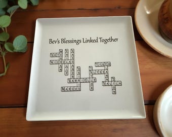 Personalized Photo Platter, Custom Recipe Plate, 12" Porcelain Square