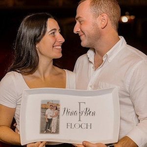 Personalized Wave Porcelain Platter, Custom Recipe, Photo, Wedding Gift (15.5”x9")