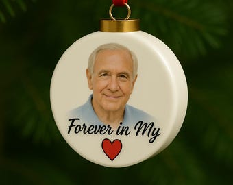 Personalized Photo Ornament, Custom Handwritten Porcelain Christmas Gift (3 inch)