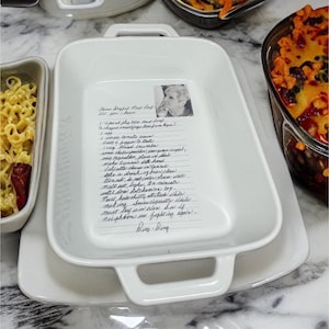 Casserole dish handwritten recipe,personalized casserole pan,baking dish,recipe casserole dish,ceramic,loaf pan,high quality dish ,2.75 qt image 2