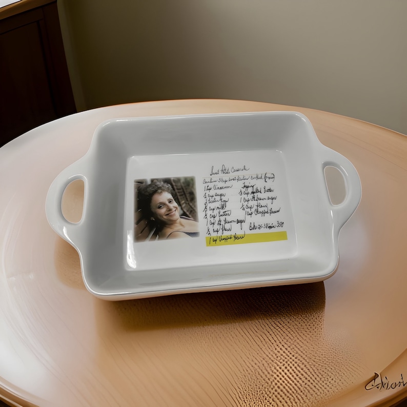 Casserole dish handwritten recipe,personalized casserole pan,baking dish,recipe casserole dish,ceramic,loaf pan,high quality dish ,2.75 qt image 3