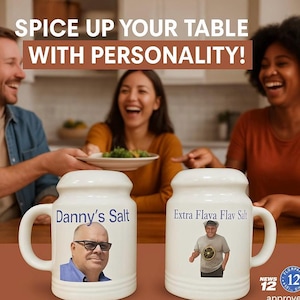 Salt and Pepper Shaker personalized,photo salt and pepper shakers, Salt and pepper shakers custom, salt and pepper set, 4.25" porcelain