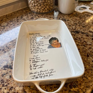 Casserole dish handwritten recipe,personalized casserole pan,baking dish,recipe casserole dish,ceramic,loaf pan,high quality dish ,2.75 qt image 1