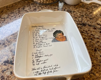 Casserole dish handwritten recipe,personalized casserole pan,baking dish,recipe  casserole dish,ceramic,loaf pan,high quality dish ,2.75 qt