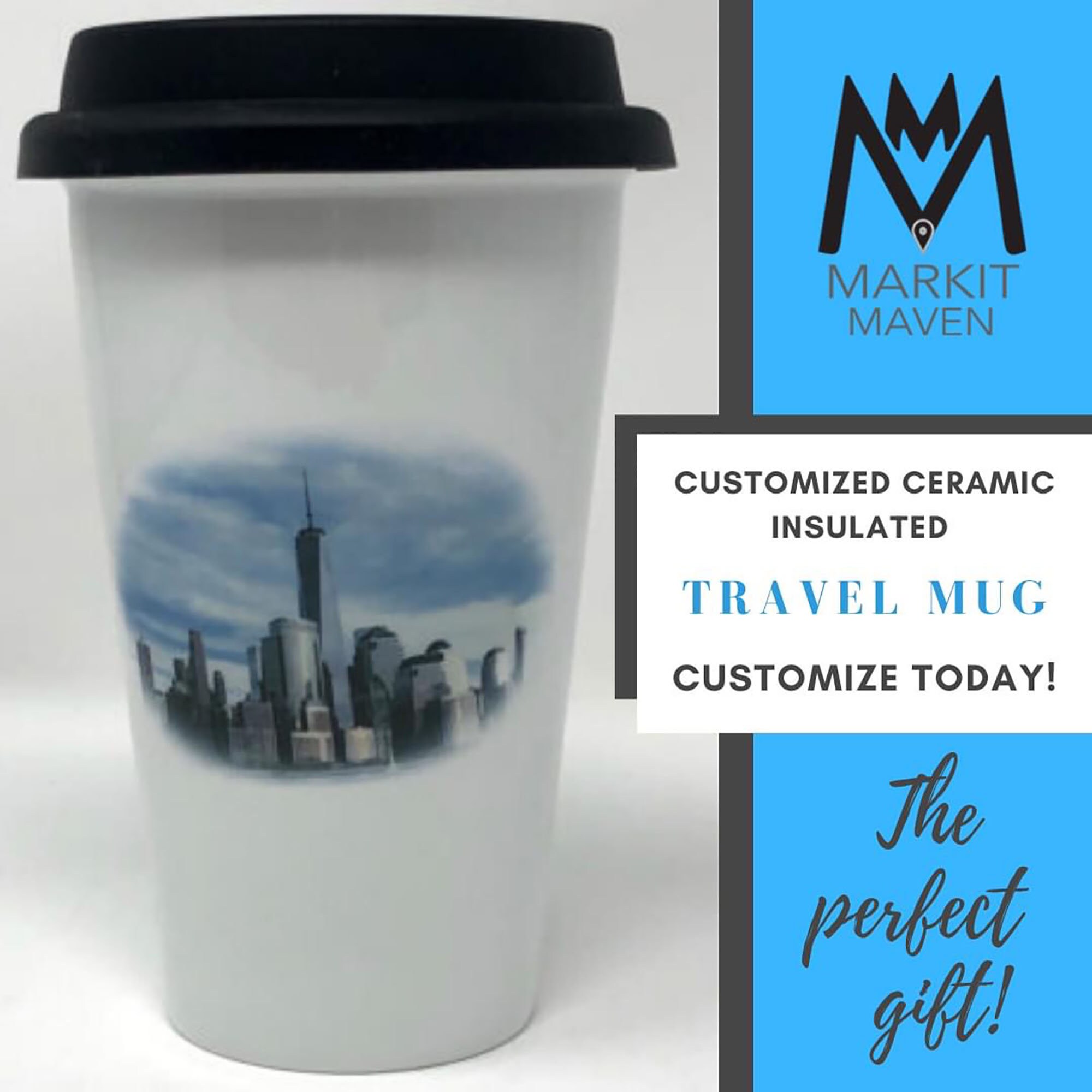 Travel Mug Personalized, Customize With Artwork, Text, Photos, All Artwork  Goes Under the Glaze so Dishwasher Safe, Flip Top, Holds 16 Ounce 