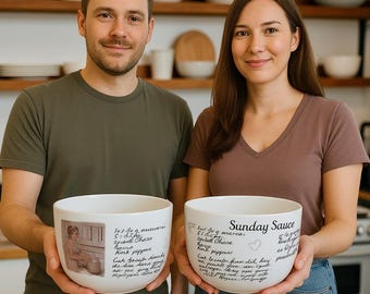 Personalized Mixing Bowl, Her Handwritten Recipe Forever, Custom Keepsake Gift She’ll Use Every Day, 3.5 Qt