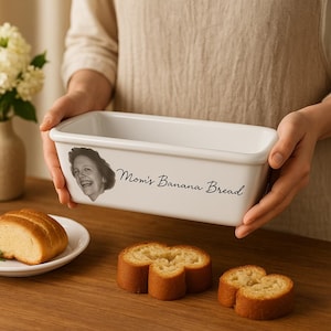 Tall Loaf pan personalized, handwritten  recipe on bread baking dish, customized with handwriting, great for Bread or Meatloaf, 10”x5”x3.25