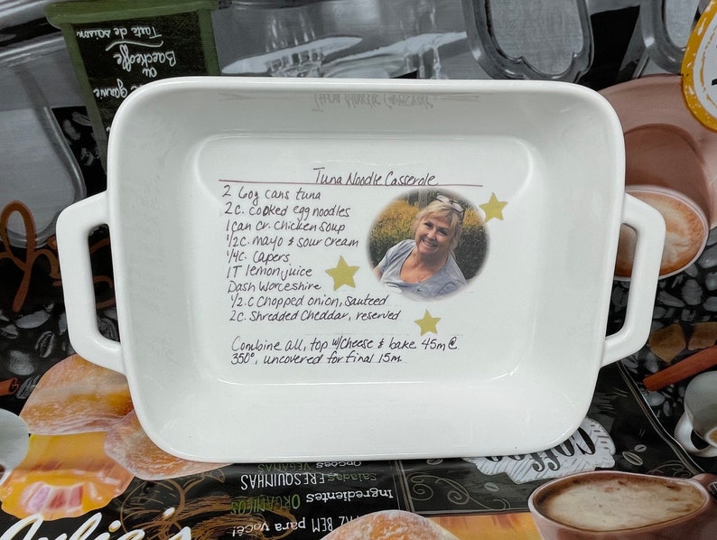 Casserole dish handwritten recipe,personalized casserole pan,baking dish,recipe casserole dish,ceramic,loaf pan,high quality dish ,2.75 qt image 9