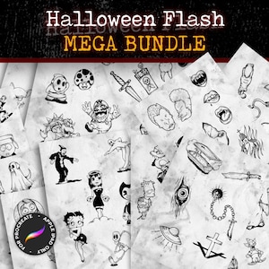 Halloween Tattoo Flash Procreate Mega Bundle