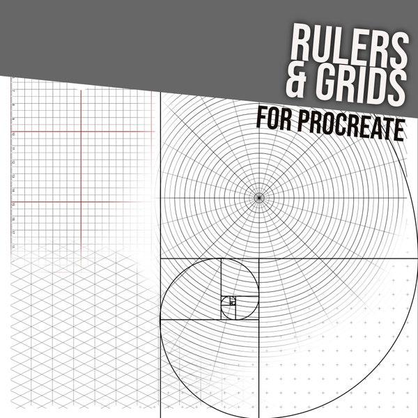 Procreate Ruler and Grid Pack - 11 Grids for A3, A4, Letter, Quadrat