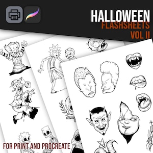 Halloween Flash Vol. II Tattoo Sheets  as PNGs,PDFs and Procreate-Files