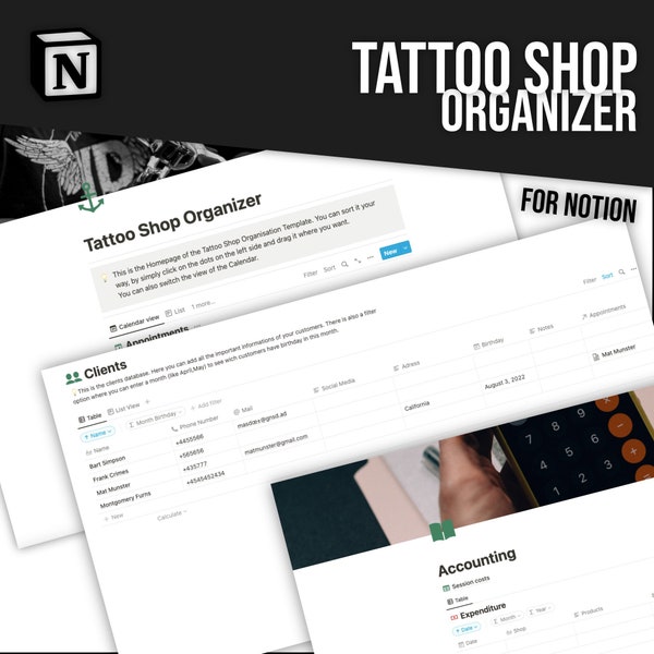 Tattoo Shop Organizer for Notion Template