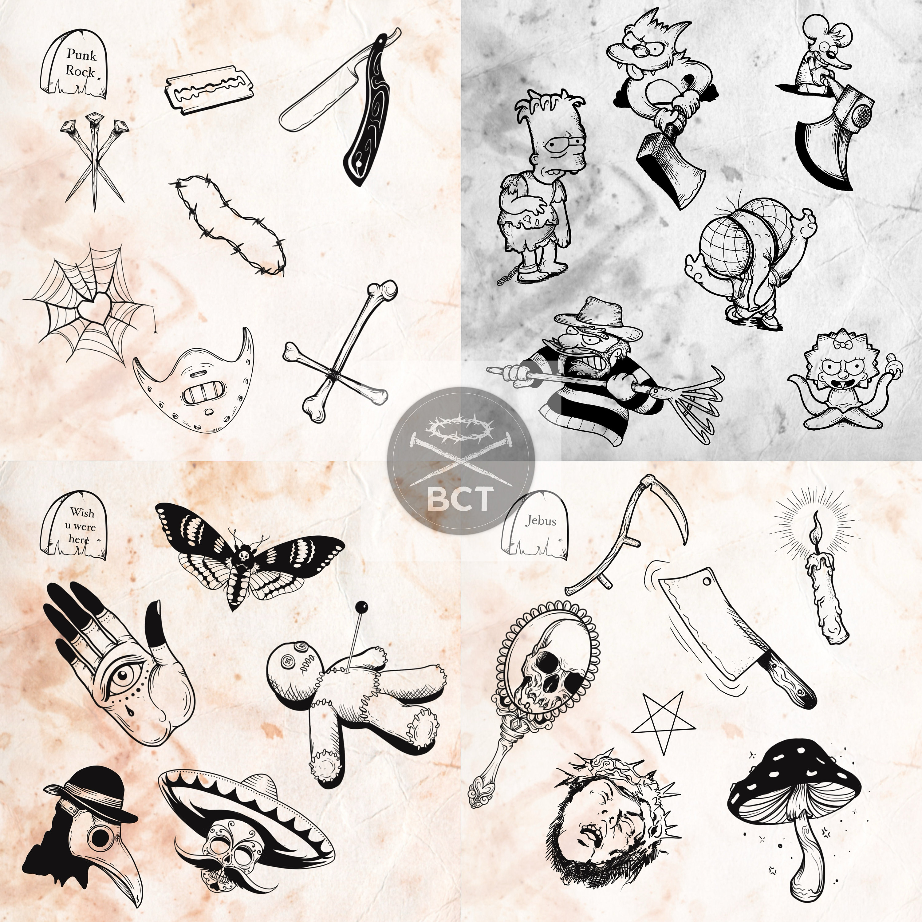 Halloween Tattoo Flash Procreate Mega Bundle - Etsy