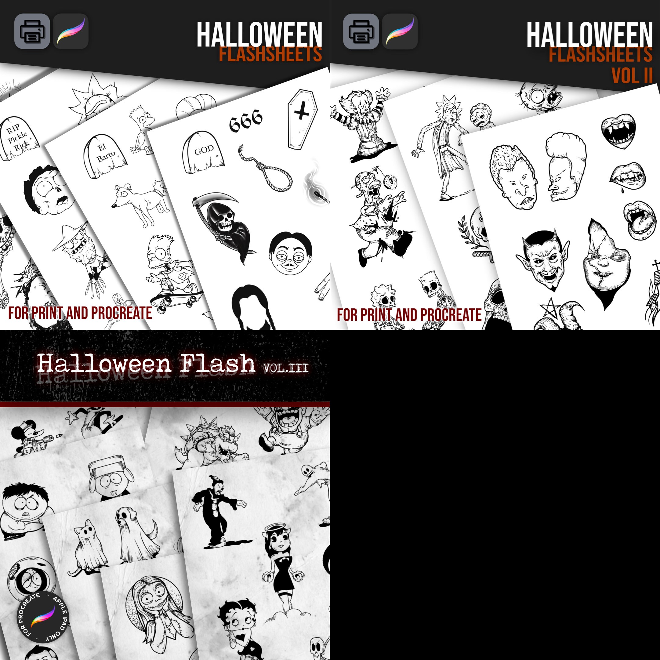 Halloween Tattoo Flash Procreate Mega Bundle - Etsy