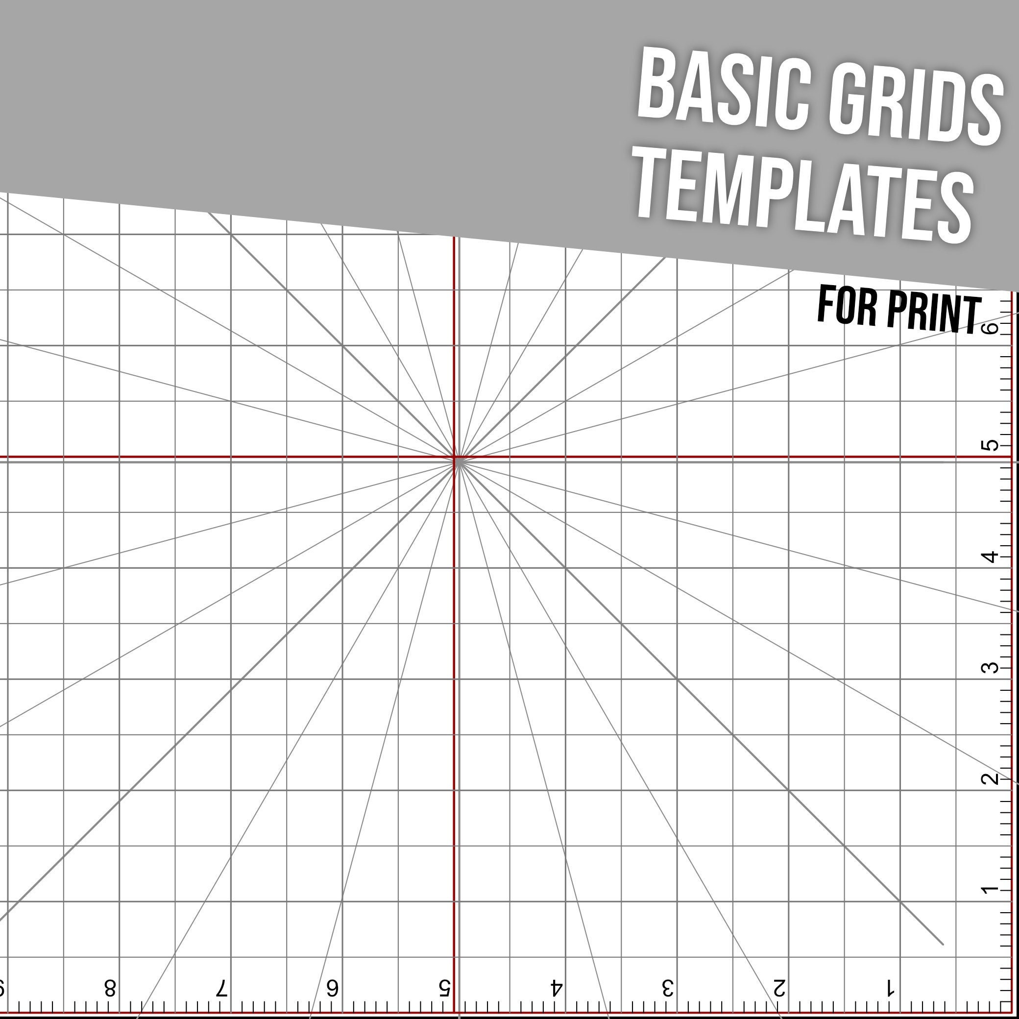 ruler and grid template pack 10 grids for a3 a4 letter etsy