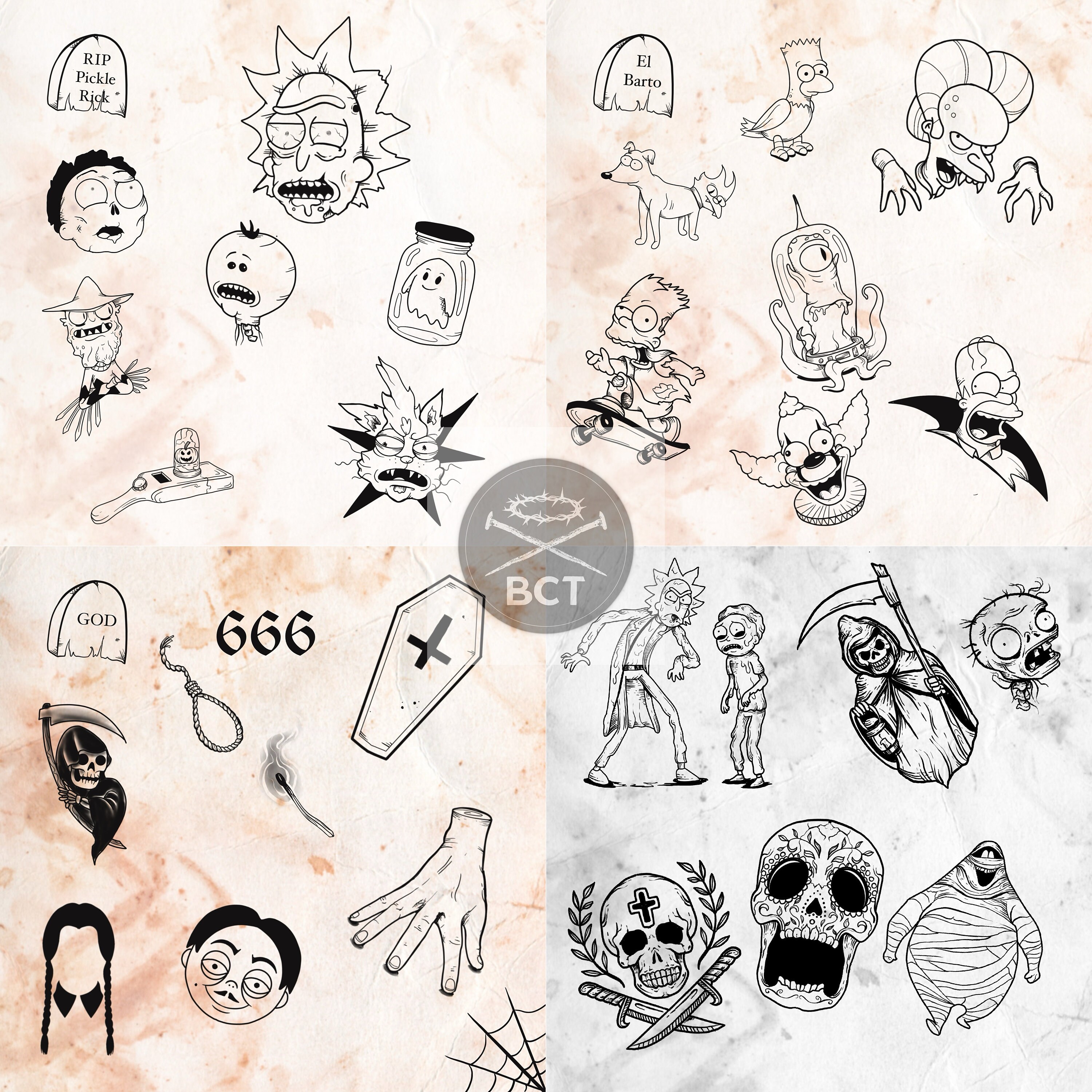 Halloween Tattoo Flash Procreate Mega Bundle - Etsy