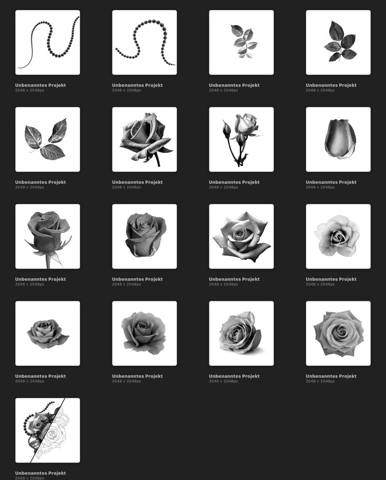 Procreate Tattoo Roses Leaves & Stencils Brush and Stamp Set | Etsy