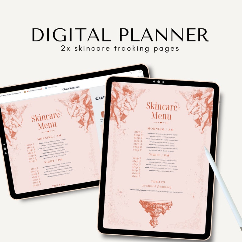 Digital Planner Skincare Tracker Sheets Morning & Night Routine ...