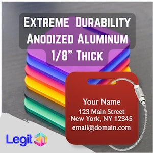 3 & 6 Pack Discounts - Custom METAL Tags, Backpacks and Bags with Your Personalized Text, 2&quot;x2&quot;