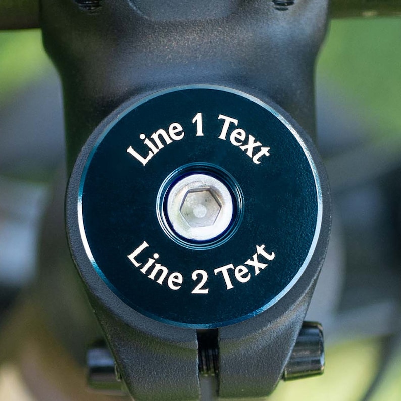 Personalized headset cap for bicycle with your text laser etched, 1 & 1\/8