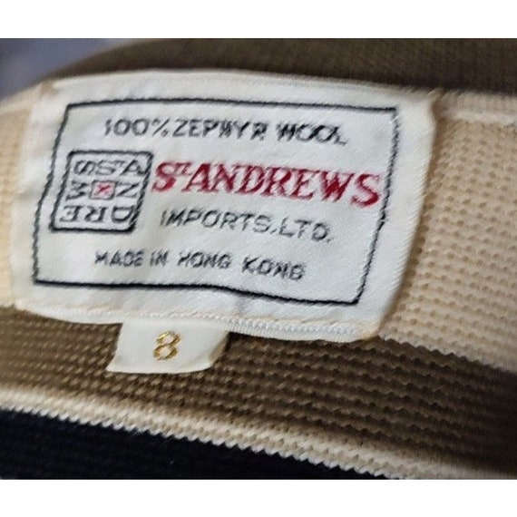 St. Andrews Vintage Zephyr Wool Stripped Sweater Card… Gem