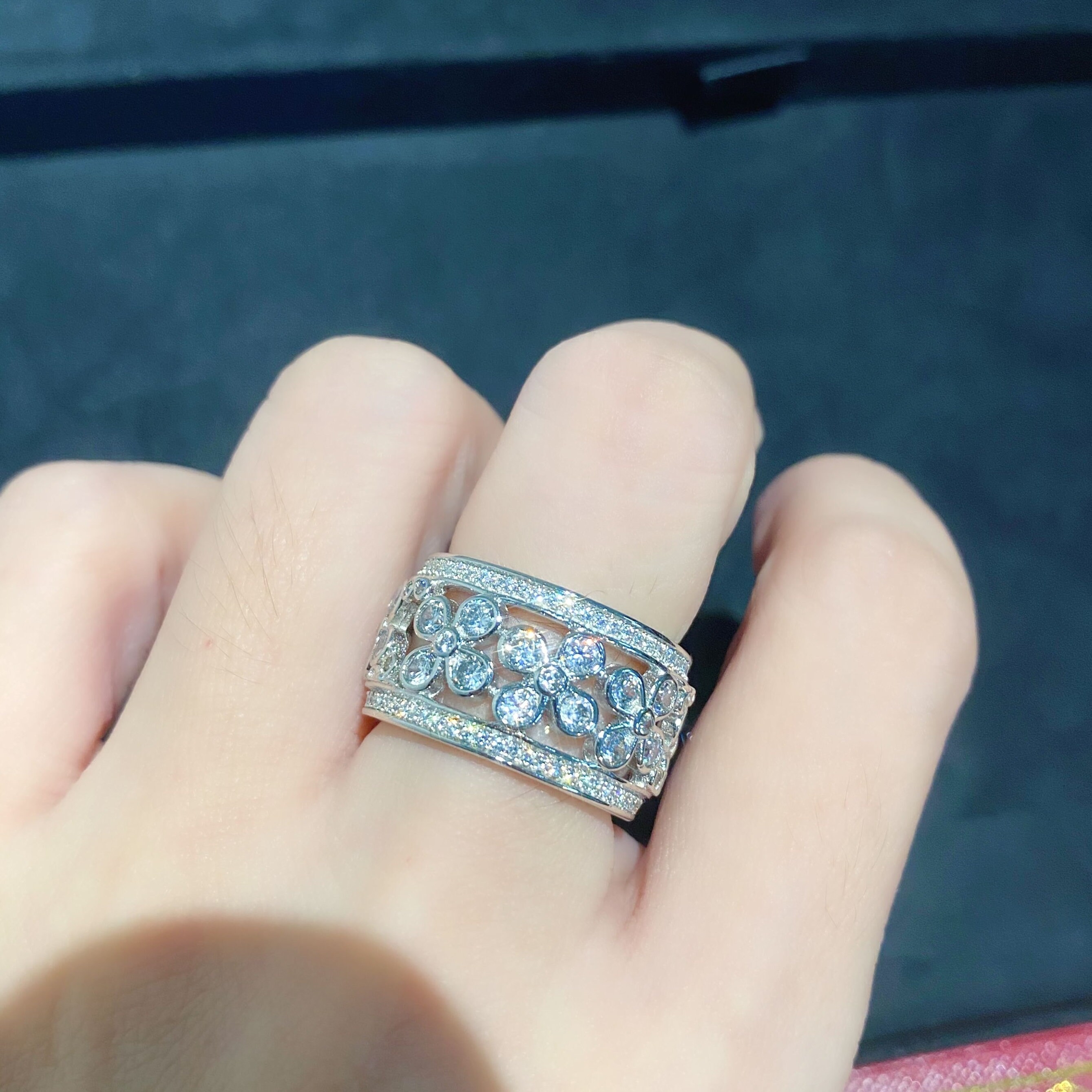 Stunning High Quality Imitation Diamond Ring 18K White Gold Etsy