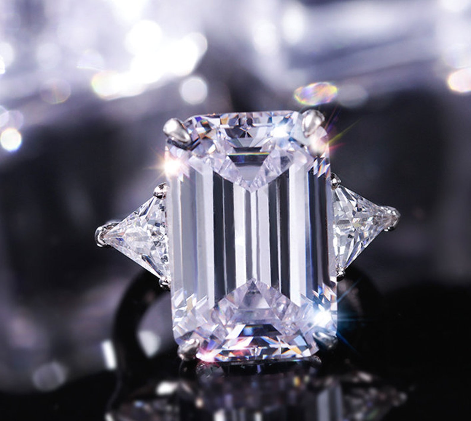 Stunning High Quality Imitation Diamond Ring 18K White Gold Etsy