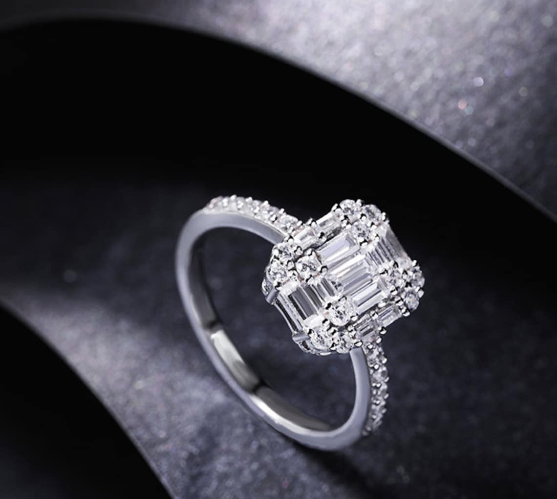 Stunning High Quality Imitation Diamond Ring 18K White Gold Etsy