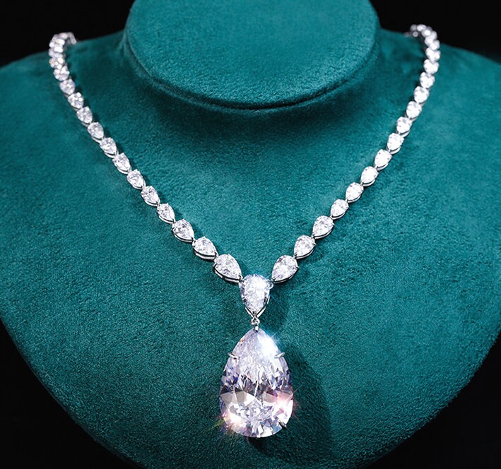 Stunning High Quality Imitation Diamond Necklace Pendant 18K Etsy