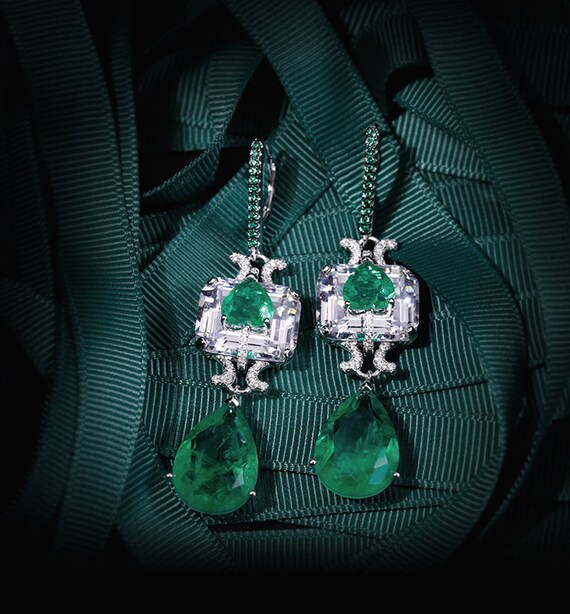 Imitation emerald earrings deals