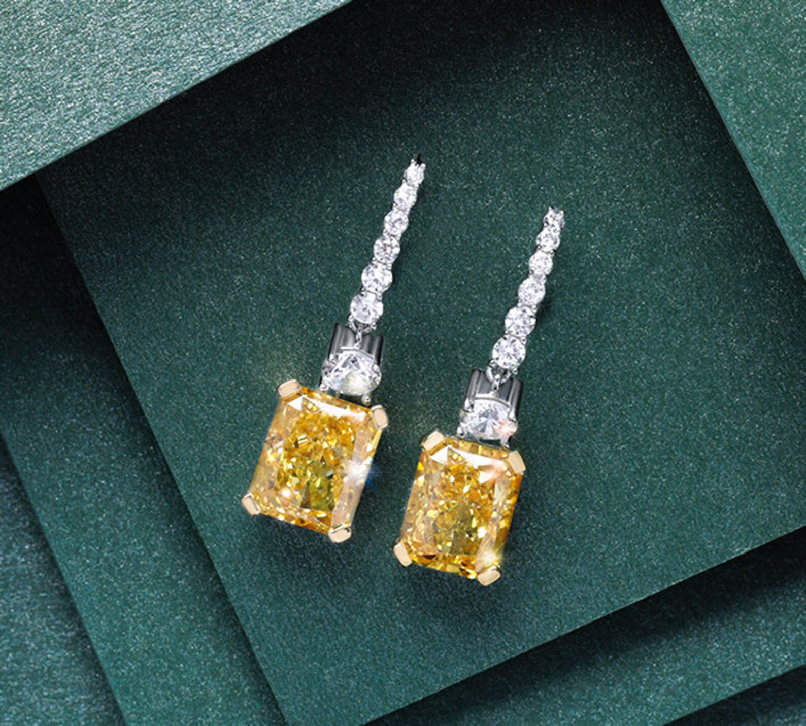 Stunning High Quality Imitation Yellow Diamond Earrings 18K Etsy