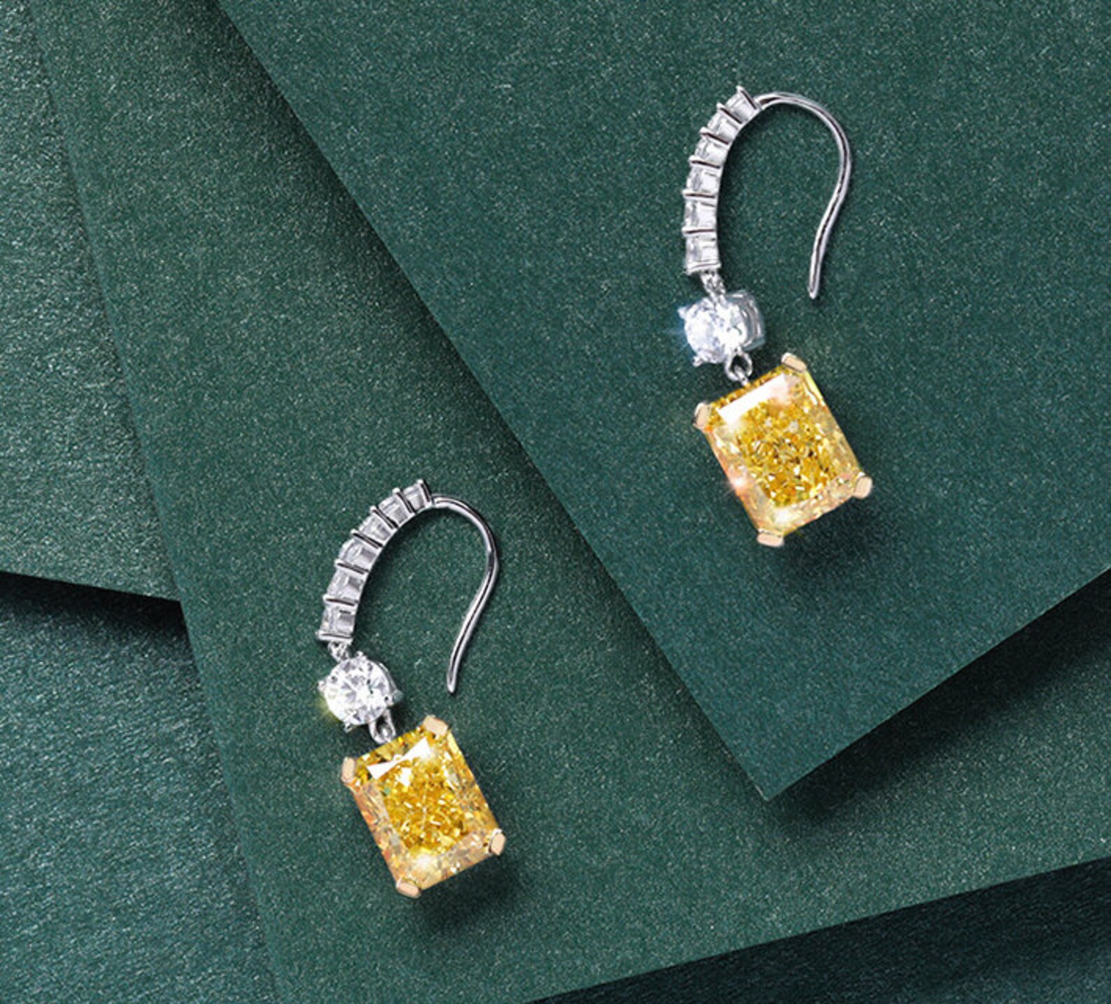 Stunning High Quality Imitation Yellow Diamond Earrings 18K Etsy