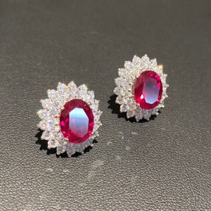 4 Carat Stunning High Quality Imitation Pigeon Blood Red Ruby Earrings ...
