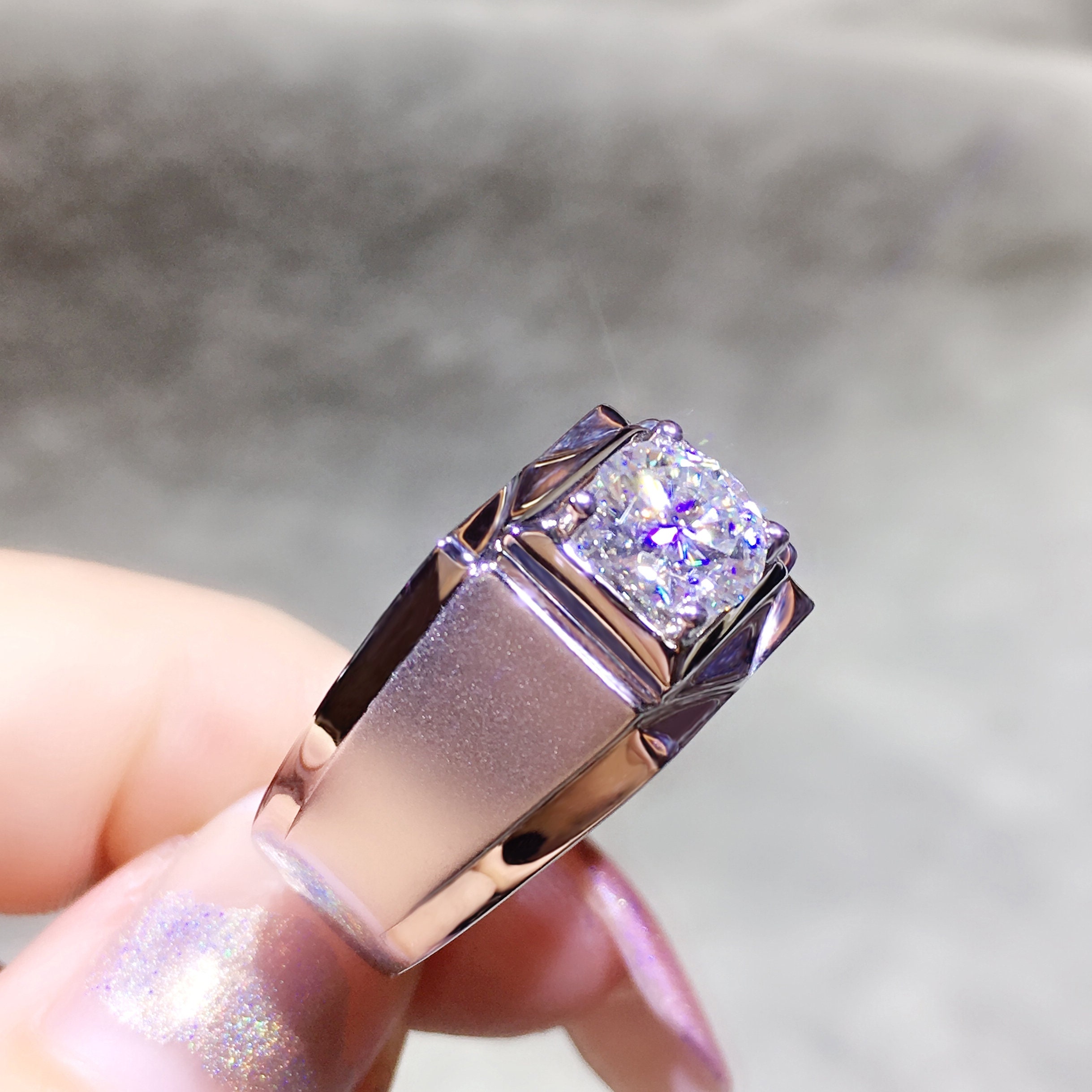 Rings for Men Gold Moissanite Ring 18K White Gold Moissanite Etsy