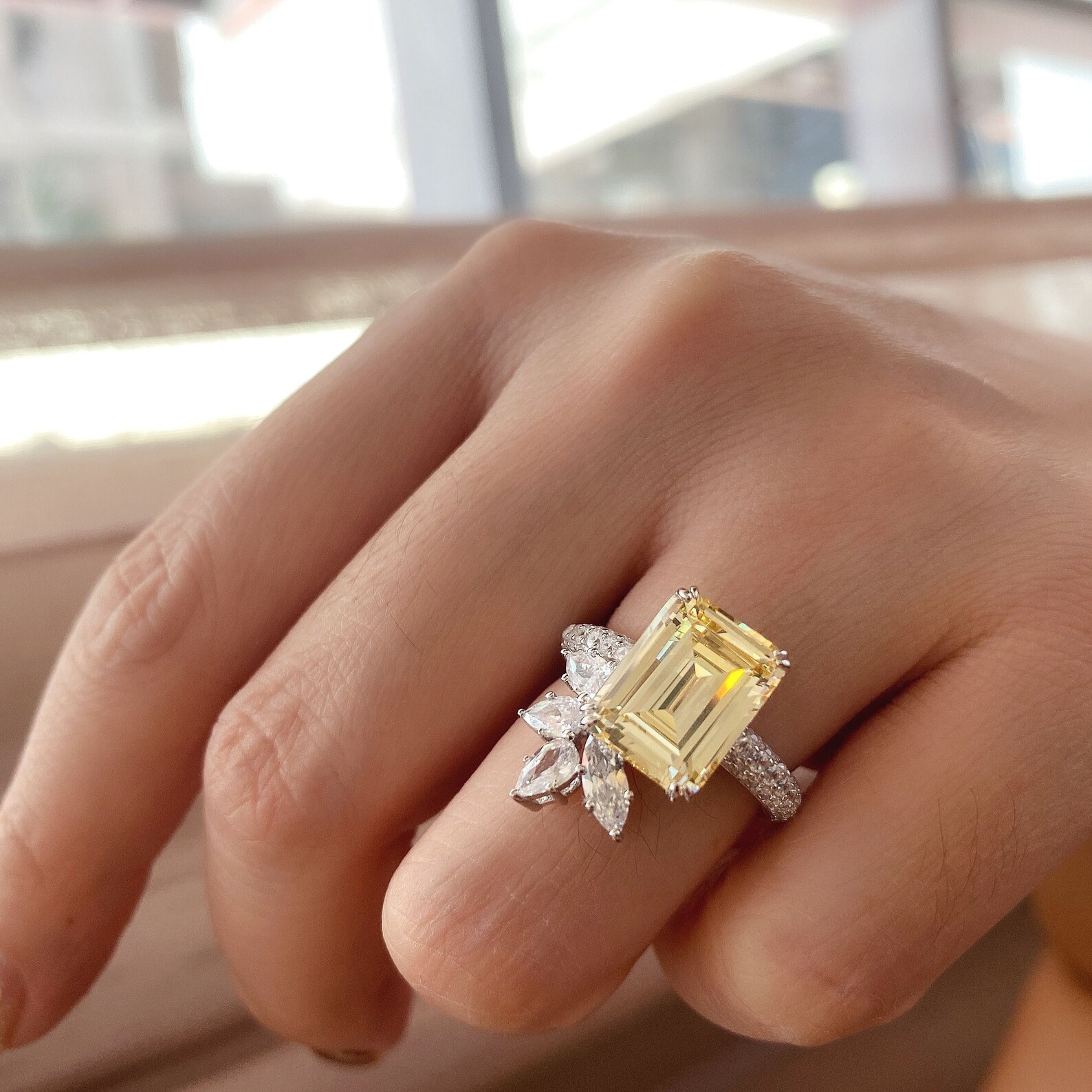 5 Carat Stunning High Quality Imitation Yellow Diamond Ring Etsy
