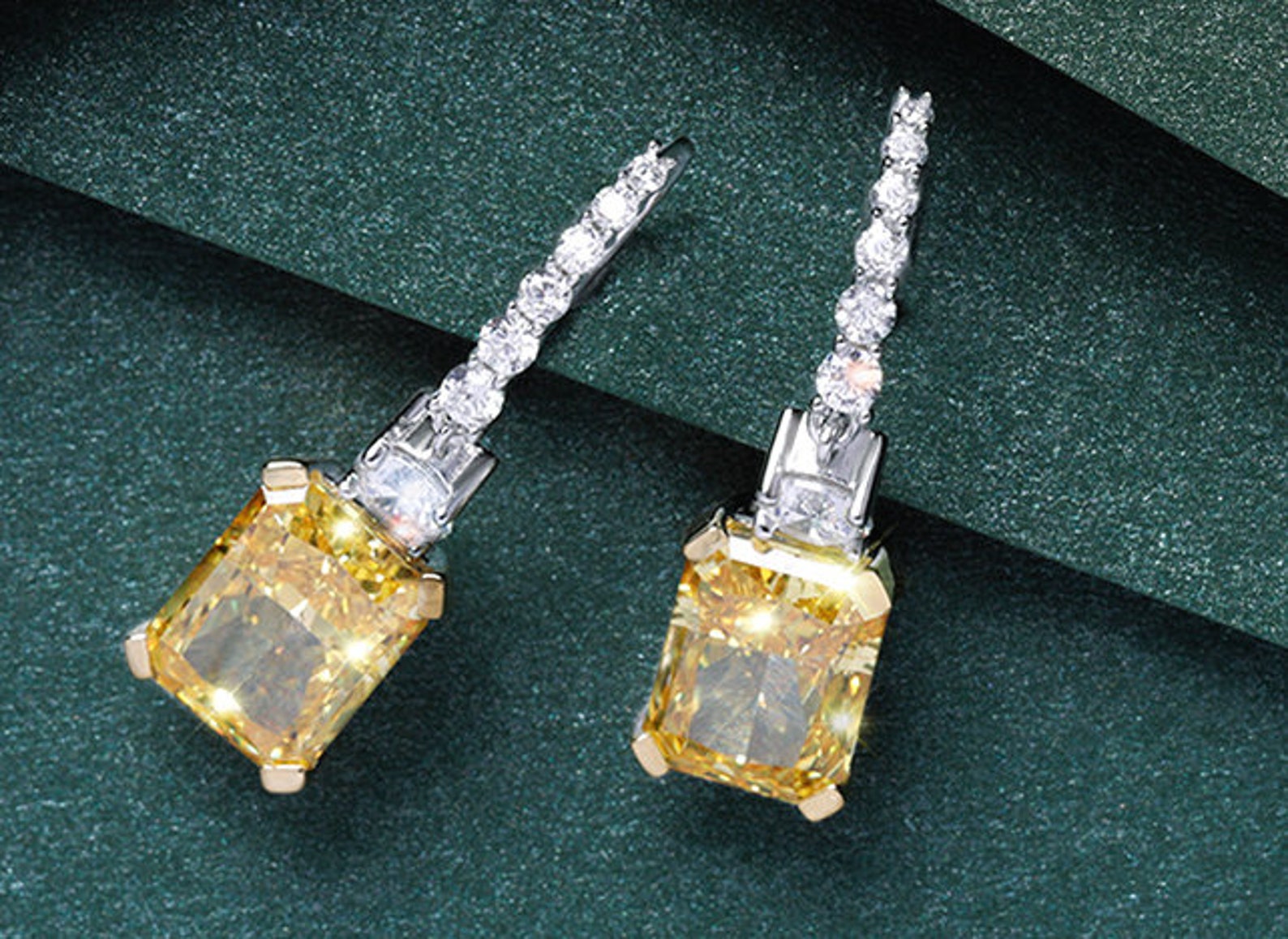 Stunning High Quality Imitation Yellow Diamond Earrings 18K Etsy