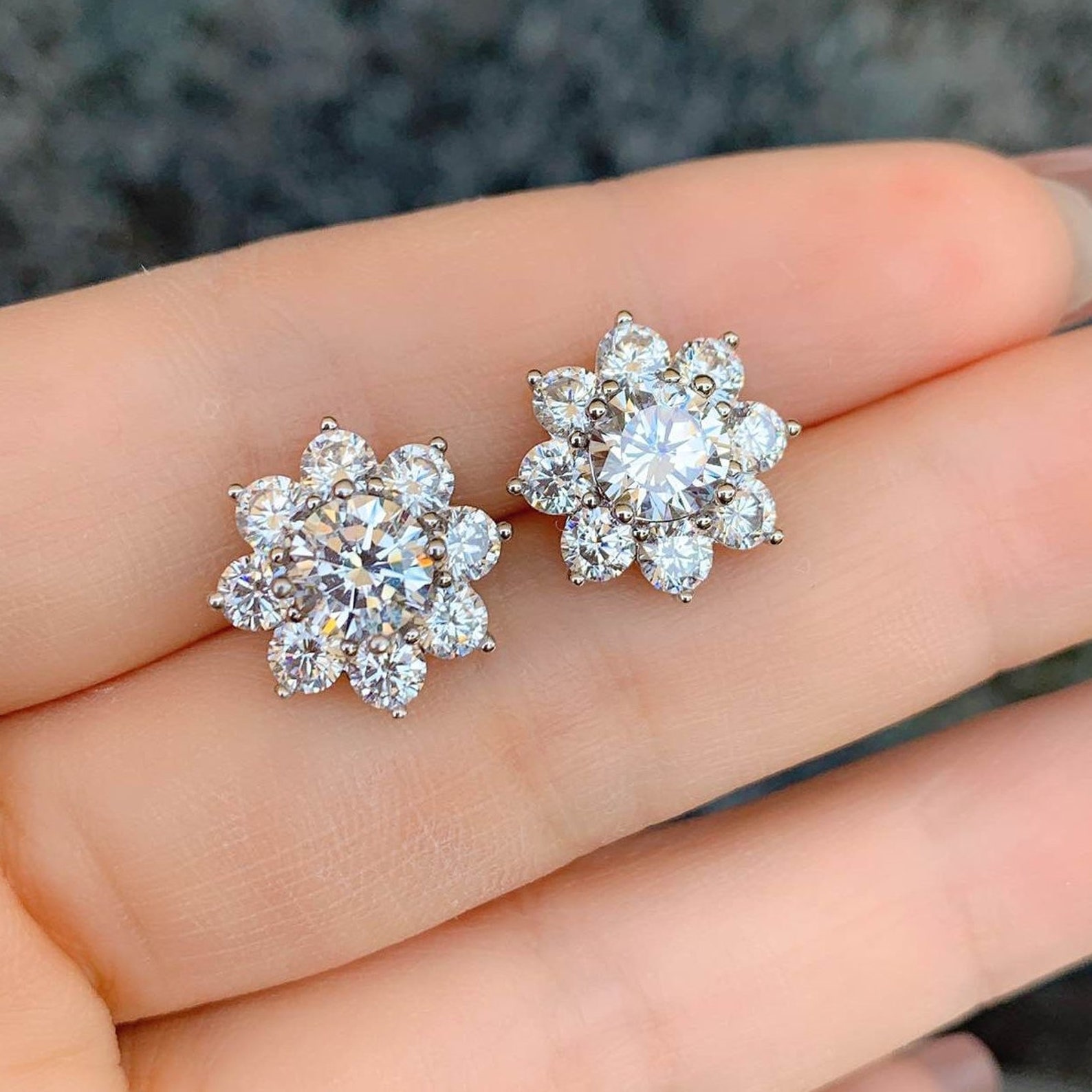 Stunning High Quality Imitation Diamond Earrings 18K White Etsy